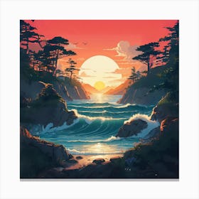 Sunset At The Beach Canvas Print