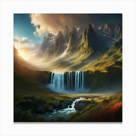 Waterfalljamountains Canvas Print