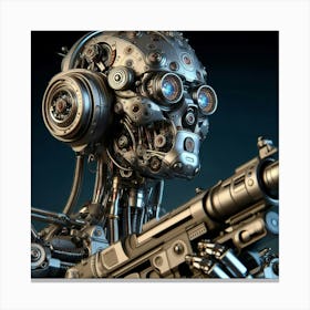 Robot With Gun Canvas Print