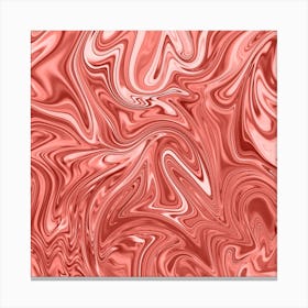 Coral Pink Liquid Marble Canvas Print