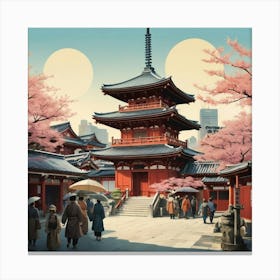 Senso Ji Temple Japan Vintage Travel Art 2 Art Print 3 Canvas Print