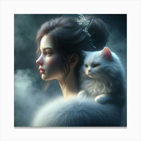 Girl With A Cat 5 Canvas Print