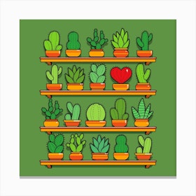Love Yourself Cactus Heart Square Canvas Print
