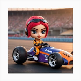 Girl In A Race Car Canvas Print