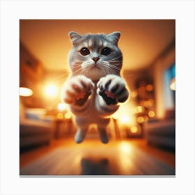 Cat Jumping In The Air Canvas Print