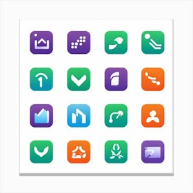 Assortment Of Flat Vector Icons Designed For Digital Interaction Encompassing Basic Digital Gesture (5) Canvas Print