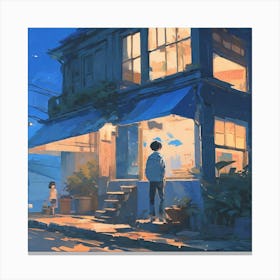 House At Night Canvas Print