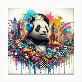 Panda With Headphones 1 Canvas Print