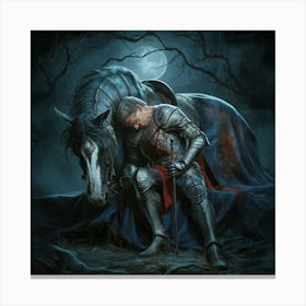 Knight And The Horse Canvas Print