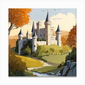 Medieval Castle Painting (2) Canvas Print