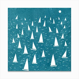 Sailboat Regatta In The Teal Green Sea Canvas Print