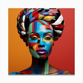 African Woman With Colorful Makeup Canvas Print