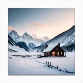 Cabin In The Snow 4 Canvas Print