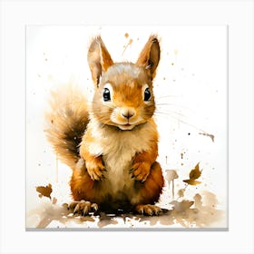 Squirrel Watercolor Painting Canvas Print