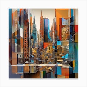 A Cubist Cityscape Iconic Buildings 3 Canvas Print