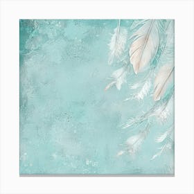 Feathers On A Turquoise Background.Generated AI. Wall Art Print Canvas Print