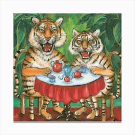 Tangoing Tigers Tea Party Print Art And Wall Art Canvas Print