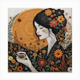 Woman With A Cup Of Tea Canvas Print