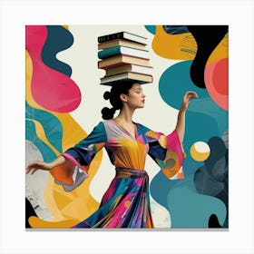 Woman’s Poise in a Vibrant Artistic Dream Canvas Print