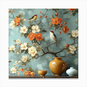 Chinese Birds And Flowers Canvas Print