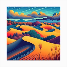 A Landscape Depiction Of Sand Dunes 1 Canvas Print