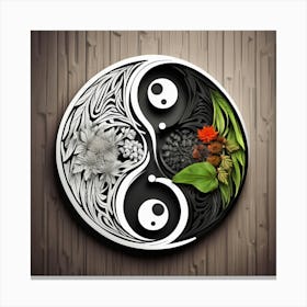 Yin Yang, Yin And Yang Symbol With Natural Elements Representing Balance And Harmony 8 Canvas Print