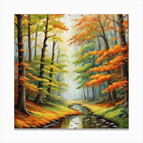 Forest In Autumn In Minimalist Style Square Composition 9 Canvas Print