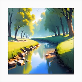 Stream In The Forest Canvas Print