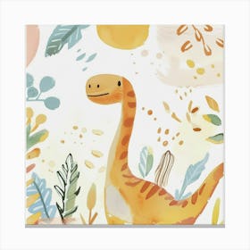 Cute Muted Pastel Gallimimus Dinosaur 3 Canvas Print
