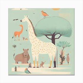 Giraffes And Birds Canvas Print