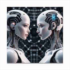 Two Robots Facing Each Other Canvas Print