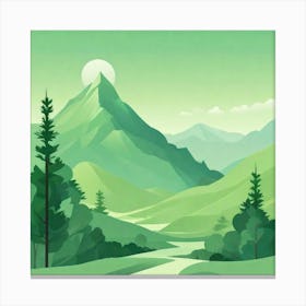 Misty mountains background in green tone 78 Canvas Print