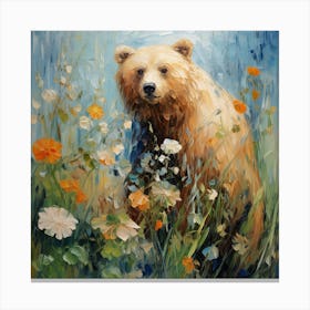 Bear and flowers 4 Canvas Print
