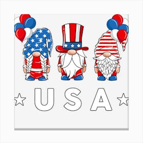 4th Of July Patriotic Three Gnomes American Canvas Print