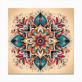 A Colorful And Intricate Mandala With Traditional Indian Patterns Canvas Print