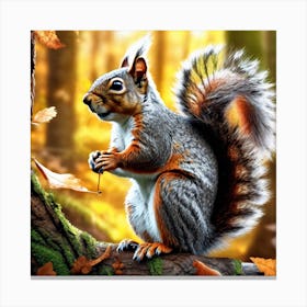 Squirrel In The Autumn Forest 3 Canvas Print