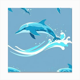 Dolphins Jumping Art Print Canvas Print