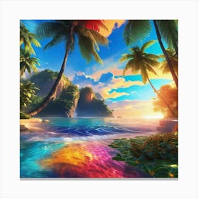 Tropical Beach Wallpaper Canvas Print
