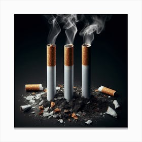 Smoking Cigarettes On Black Background Canvas Print