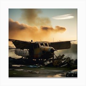 Plane Sits On The Ground 2 Canvas Print