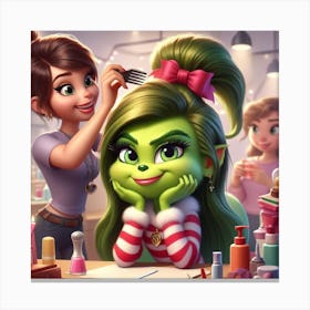 Girl Getting Her Hair Done Canvas Print