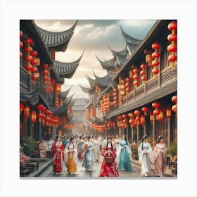 Chinese Women In Traditional Dress Canvas Print