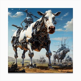 Surreal Cyborg Cows On A Farm Ai Art Depot 24 Canvas Print