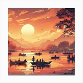 Sunset On The Lake Canvas Print