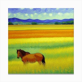 Tranquil Meadows A Rustic Farmhouse Retreat Horse In A Field Canvas Print