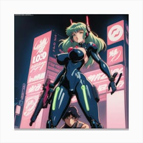 1900's vintage sexy anime girl in mech suits 03 Canvas Print