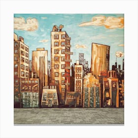 A Large Abstract Drawing Of A City Skyli Toile