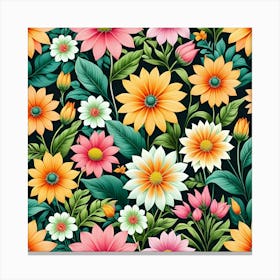 Floral Seamless Pattern 7 Canvas Print