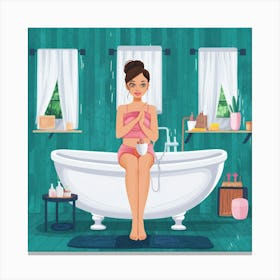 How To Have A Spa Day At Home Bathroom Art Illustr A1bllwcdql2fasdqjvjwag Lgf1vc7jtjm1s6eiagjugg Canvas Print