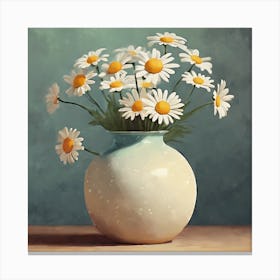 Daisy Flowers Vase Art Print Canvas Print